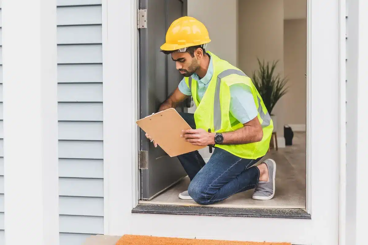 Checklist d'inspection d'un logement avec détecteurs de fumée, installations électriques et plomberie.