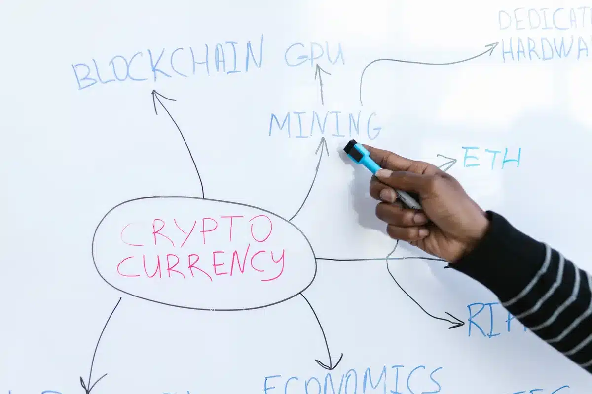 Schéma conceptuel d'une blockchain modulaire affiché sur un écran d'ordinateur